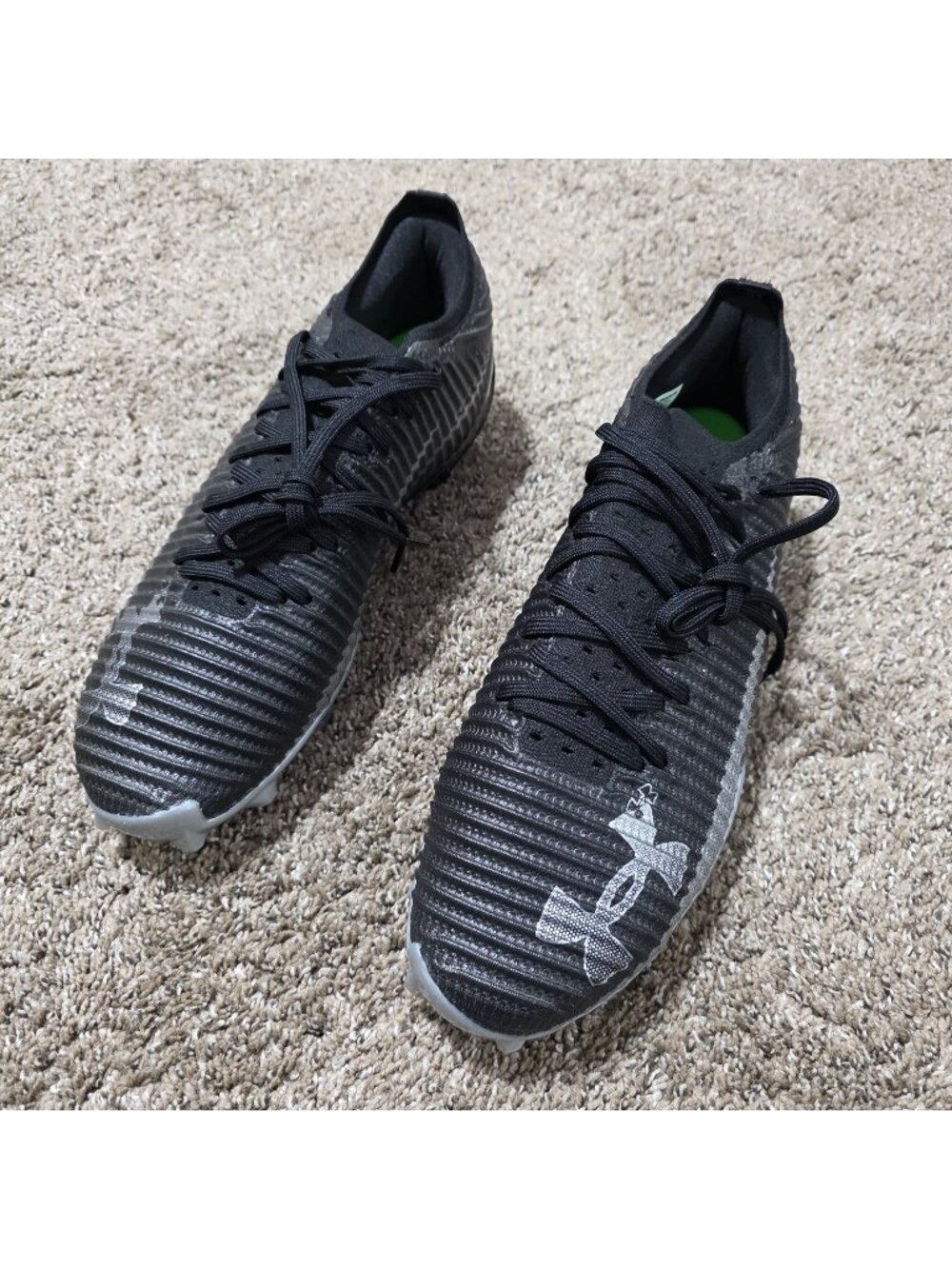 Under Armour UA Blur Pro Men's Football Cleats Black Silver Size 11 3028220-003